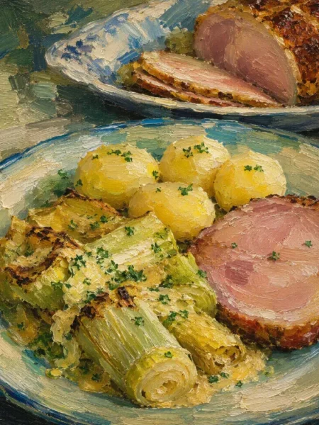 prei uit de oven met beenham